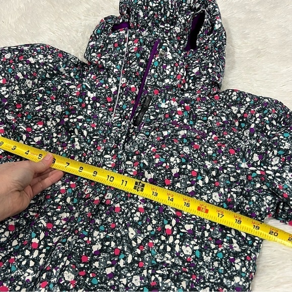 Columbia Hooded Girls purple pink print Omniheat lined Waterproof Jacket Large - Picture 3 of 13